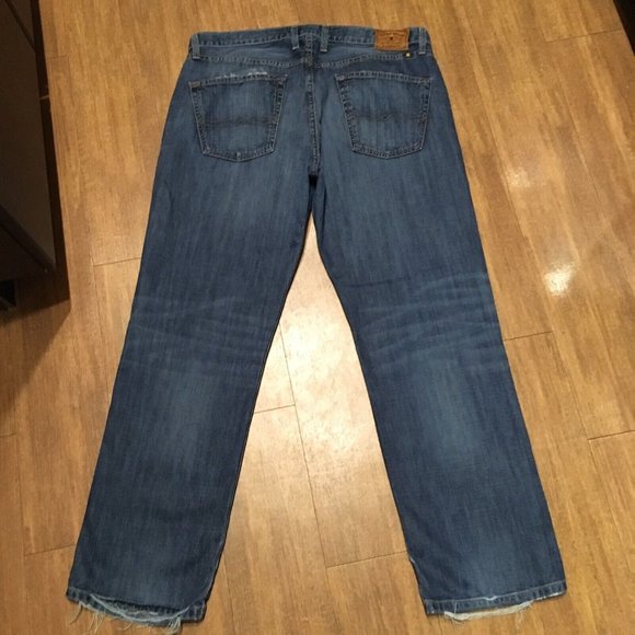 Lucky Brand Mens 221 Original Straight Blue Jeans 36x30 Denim Cuff Wear - Picture 2 of 12